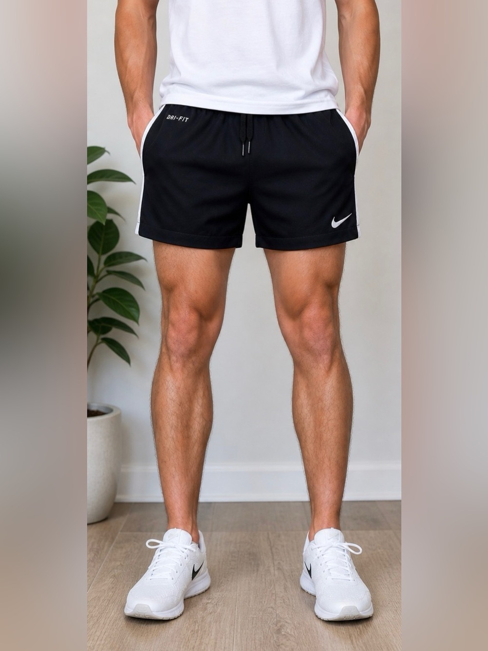 Nike Black Athletic Shorts with White Trim